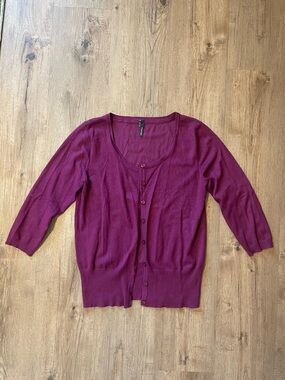 Maurices Plum Button-Front Lightweight Cardigan